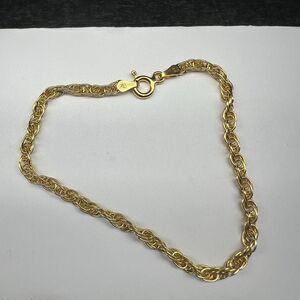 VTG 1980s Yellow Gold/Sterling Silver 925 Technibond Rope/Twist Bracelet 7”